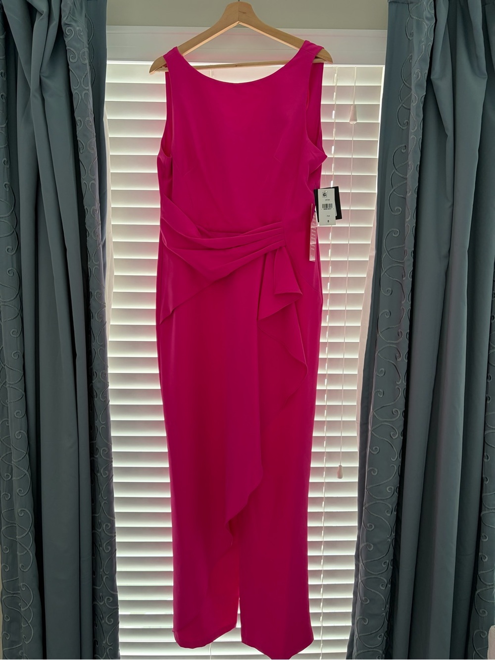 MARINA Fuchsia Wide-Leg Jumpsuit with Draped Waist Detail